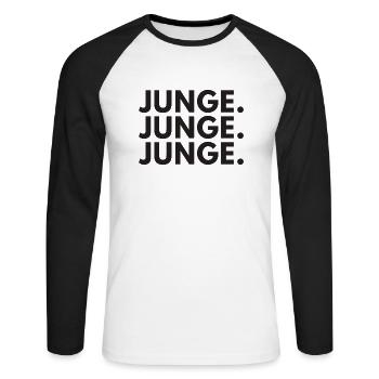Junge Junge Junge lustiges Statement Kranplätze - Unisex Baseballshirt langarm - Weiß/Schwarz - Vorne - Nik (191cm)