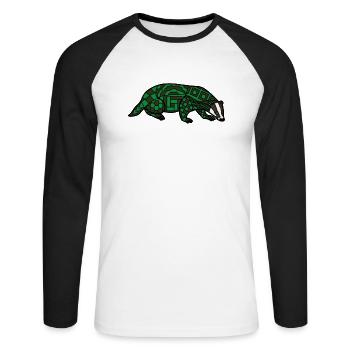 ZenDoodle "Badger" - Unisex Long Sleeve Baseball T-Shirt - white/black - Front - Nik (191cm)