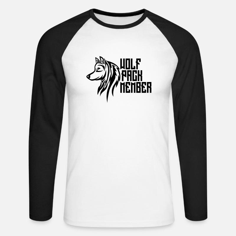 Wolf Pack Member - Unisex Baseballshirt langarm - Weiß/Schwarz