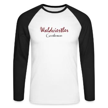 Waldviertler 23 - Unisex Baseballshirt langarm - Weiß/Schwarz - Vorne - Nik (191cm)
