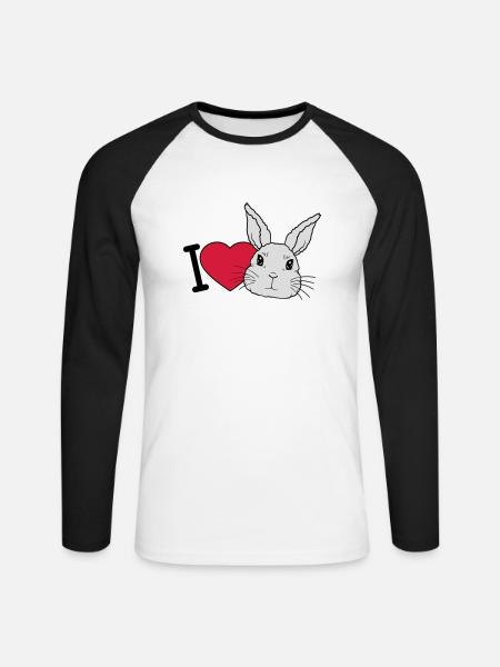 J’adore les lapins Logo - T-shirt baseball manches longues Homme - blanc/noir