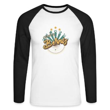 Made in Bernis - T-shirt baseball manches longues Homme - blanc/noir - Devant - Nik (191cm)