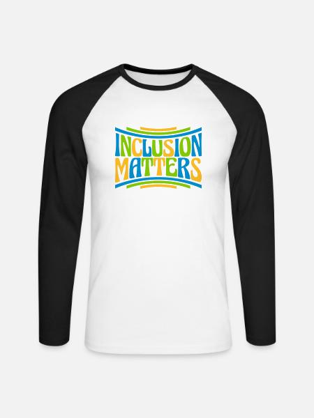 inclusion matters Logo Zitat - Unisex Baseballshirt langarm - Weiß/Schwarz