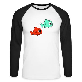Pisces - Unisex Long Sleeve Baseball T-Shirt - white/black - Front - Nik (191cm)