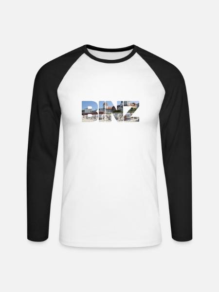 BINZ Schriftzug mit Motiv - Unisex Baseballshirt langarm - Weiß/Schwarz