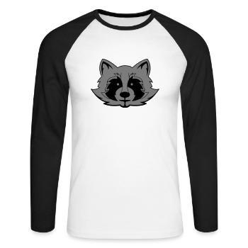 Raccoon Comic - Unisex Long Sleeve Baseball T-Shirt - white/black - Front - Nik (191cm)