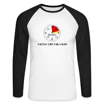 Now or never...cooles Design für Skydiver - Unisex Baseballshirt langarm - Weiß/Schwarz - Vorne - Nik (191cm)