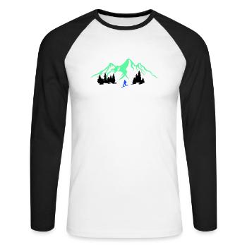 Snowboarding - Unisex Baseballshirt langarm - Weiß/Schwarz - Vorne - Nik (191cm)