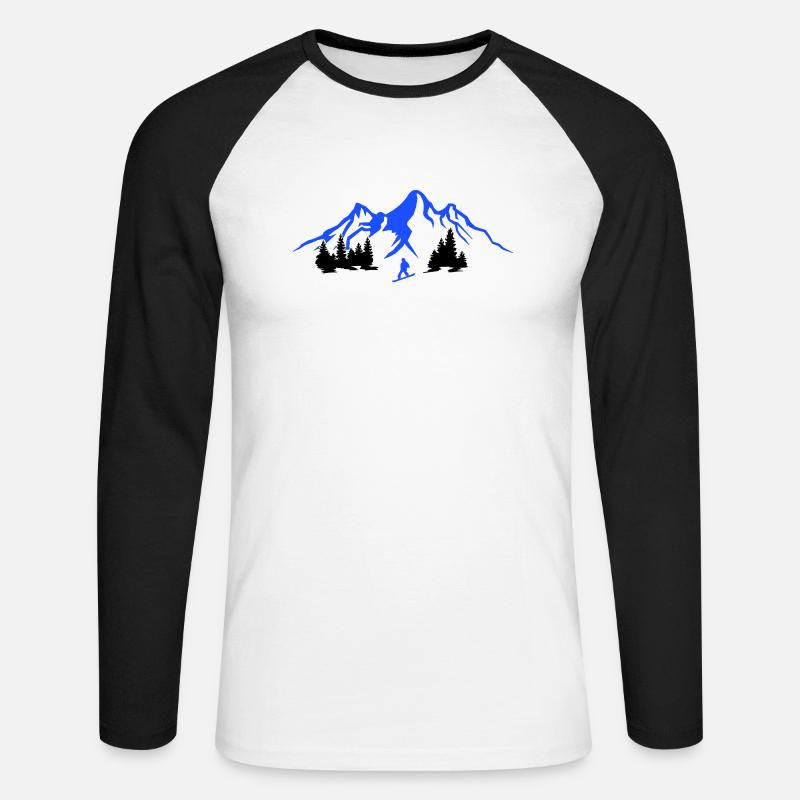 Snowboarding 2 - Unisex Baseballshirt langarm - Weiß/Schwarz
