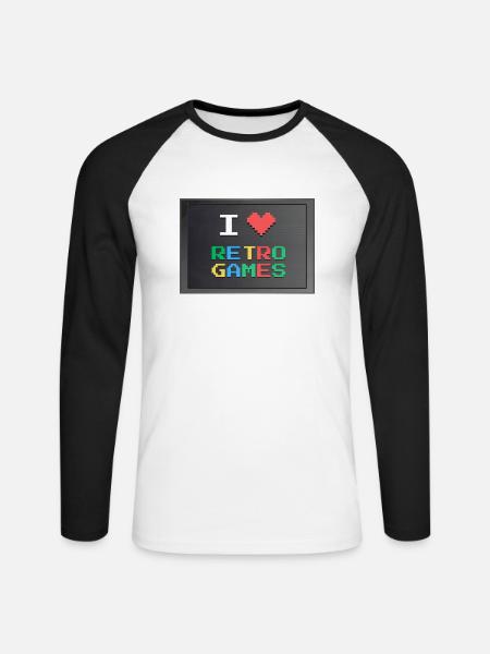 Retrogaming - Ich liebe Retrogaming - Unisex Baseballshirt langarm - Weiß/Schwarz