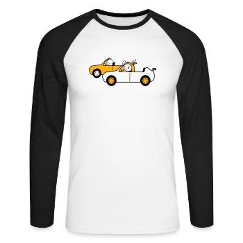 Hase Vogel Küken 2 Auto fahren Team Zwei Freunde - Unisex Baseballshirt langarm - Weiß/Schwarz - Vorne - Nik (191cm)