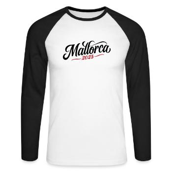 Mallorca 2025 - Unisex Long Sleeve Baseball T-Shirt - white/black - Front - Nik (191cm)