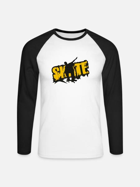 Skate - Unisex Baseballshirt langarm - Weiß/Schwarz