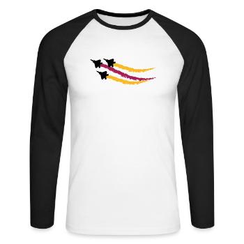 F22 Raptor - Unisex Baseballshirt langarm - Weiß/Schwarz - Vorne - Nik (191cm)