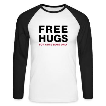 freehugsboys - Unisex Long Sleeve Baseball T-Shirt - white/black - Front - Nik (191cm)