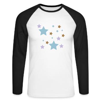 stars - Unisex Baseballshirt langarm - Weiß/Schwarz - Vorne - Nik (191cm)