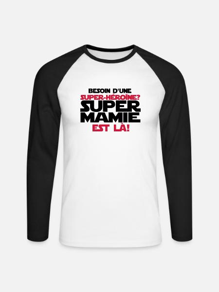 super mamie est là - T-shirt baseball manches longues Homme - blanc/noir