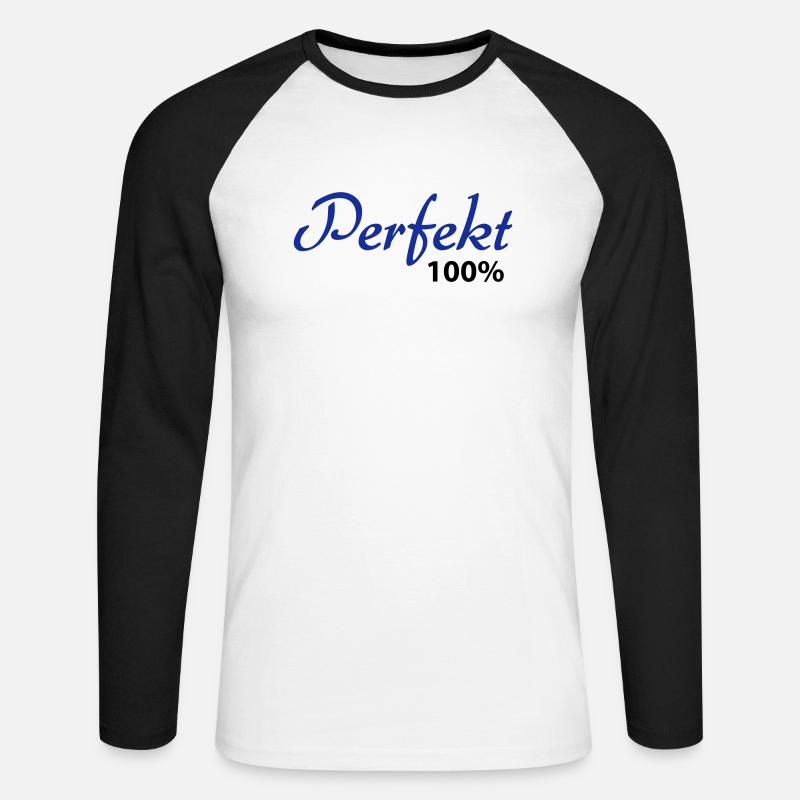 Perfekt 100% - Unisex Baseballshirt langarm - Weiß/Schwarz
