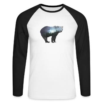 Bear bear gift nature nature lover mountains forest - Unisex Long Sleeve Baseball T-Shirt - white/black - Front - Nik (191cm)