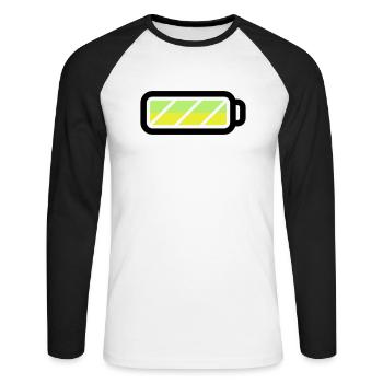 battery - Unisex Baseballshirt langarm - Weiß/Schwarz - Vorne - Nik (191cm)