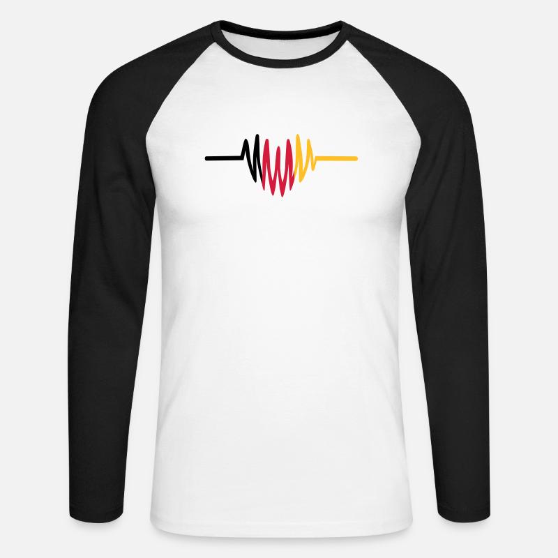 Deutschland Herz - Unisex Baseballshirt langarm - Weiß/Schwarz