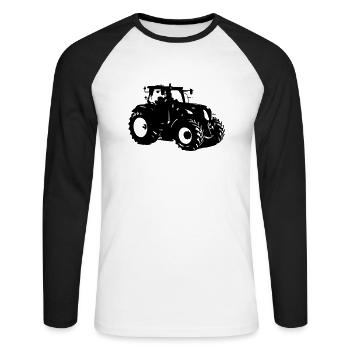 tracteur - T-shirt baseball manches longues Homme - blanc/noir - Devant - Nik (191cm)