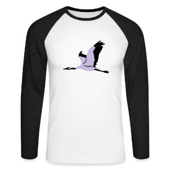 Kranich - Unisex Baseballshirt langarm - Weiß/Schwarz - Vorne - Nik (191cm)