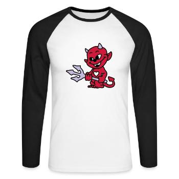 diable bebe - T-shirt baseball manches longues Homme - blanc/noir - Devant - Nik (191cm)