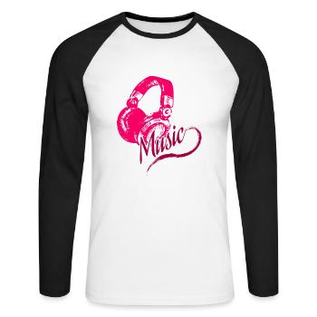 DJ - Unisex Baseballshirt langarm - Weiß/Schwarz - Vorne - Nik (191cm)