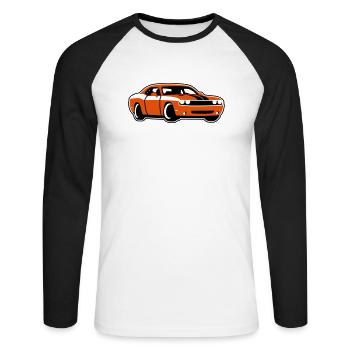 Muscle-Car - Unisex Baseballshirt langarm - Weiß/Schwarz - Vorne - Nik (191cm)