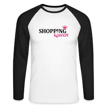 shopping_queen_1_f2 - Unisex Baseballshirt langarm - Weiß/Schwarz - Vorne - Nik (191cm)