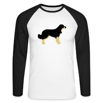 Hovawart Vektor - Unisex Baseballshirt langarm - Weiß/Schwarz - Vorne - Nik (191cm)