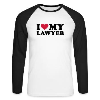 I love my Lawyer - T-shirt baseball manches longues Homme - blanc/noir - Devant - Nik (191cm)