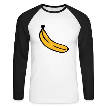 Banane - Unisex Baseballshirt langarm - Weiß/Schwarz - Vorne - Nik (191cm)