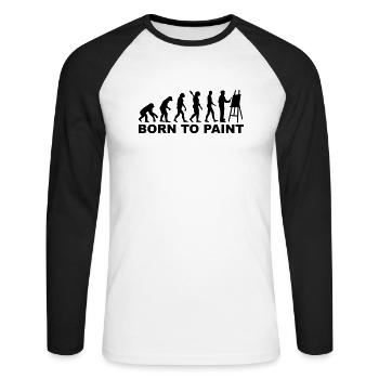 Evolution Born to paint - T-shirt baseball manches longues Homme - blanc/noir - Devant - Nik (191cm)