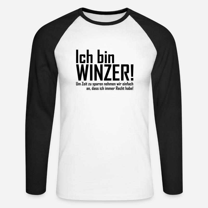 ich bin winzer - Unisex Baseballshirt langarm - Weiß/Schwarz