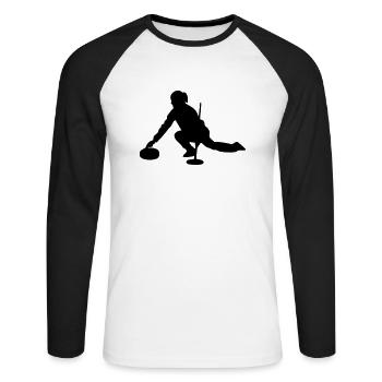 Curling - Unisex Baseballshirt langarm - Weiß/Schwarz - Vorne - Nik (191cm)