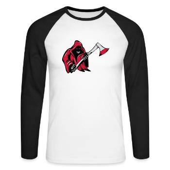 Horror tod axt monster - Unisex Baseballshirt langarm - Weiß/Schwarz - Vorne - Nik (191cm)