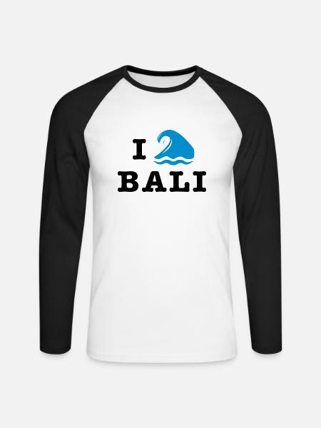 I Love Bali - Unisex Baseballshirt langarm - Weiß/Schwarz