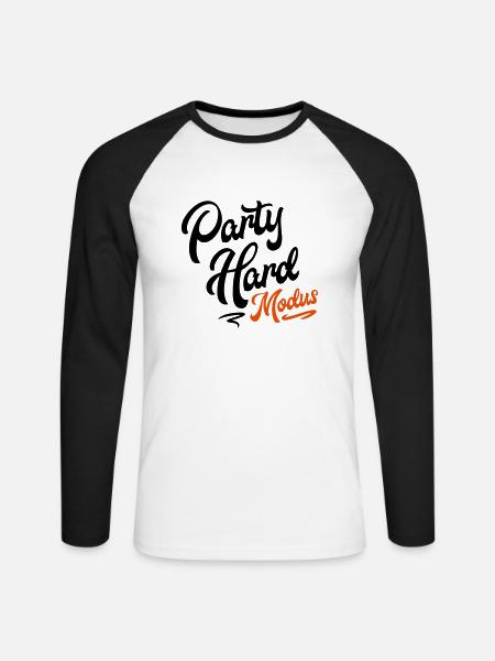 party hard design - Unisex Baseballshirt langarm - Weiß/Schwarz