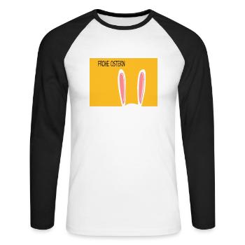 Frohe Ostern - Unisex Baseballshirt langarm - Weiß/Schwarz - Vorne - Nik (191cm)