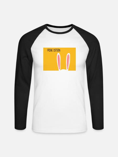 Frohe Ostern - Unisex Baseballshirt langarm - Weiß/Schwarz