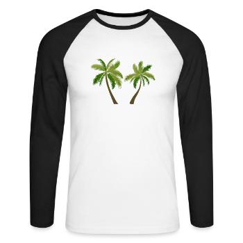 palmier arbre palmiers - T-shirt baseball manches longues Homme - blanc/noir - Devant - Nik (191cm)