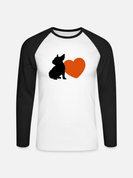 BULLY AND HEART - Unisex Long Sleeve Baseball T-Shirt - white/black