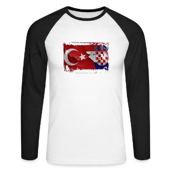 Turkey Croatia - Unisex Long Sleeve Baseball T-Shirt - white/black - Front - Nik (191cm)