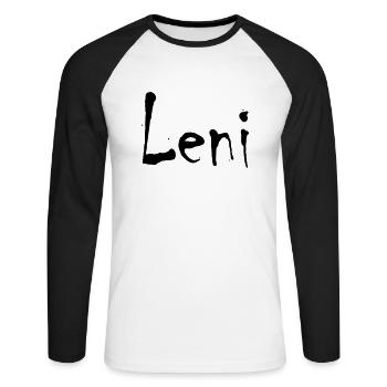 Leni - Unisex Baseballshirt langarm - Weiß/Schwarz - Vorne - Nik (191cm)