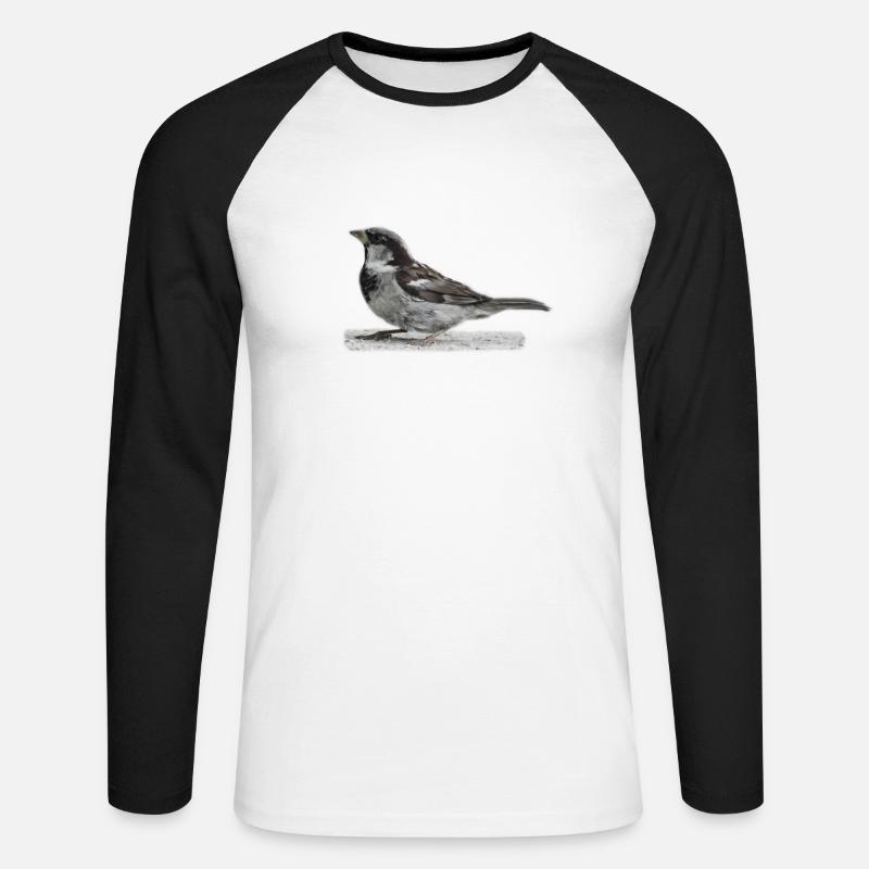 Spatz Vogel - Unisex Baseballshirt langarm - Weiß/Schwarz