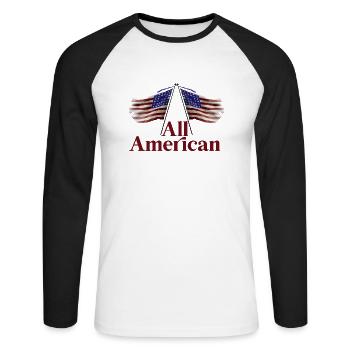 All American - Unisex Long Sleeve Baseball T-Shirt - white/black - Front - Nik (191cm)