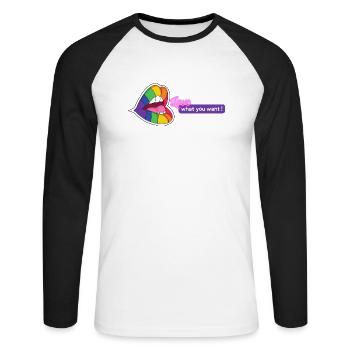 LGBT Lèvres colorées Aimez ce que vous voulez Idée cadeau - T-shirt baseball manches longues Homme - blanc/noir - Devant - Nik (191cm)