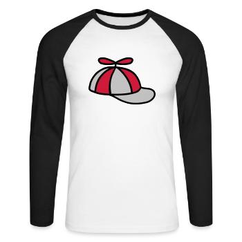 Chapeau d’hélice Conception de chapeau d’éolienne - T-shirt baseball manches longues Homme - blanc/noir - Devant - Nik (191cm)